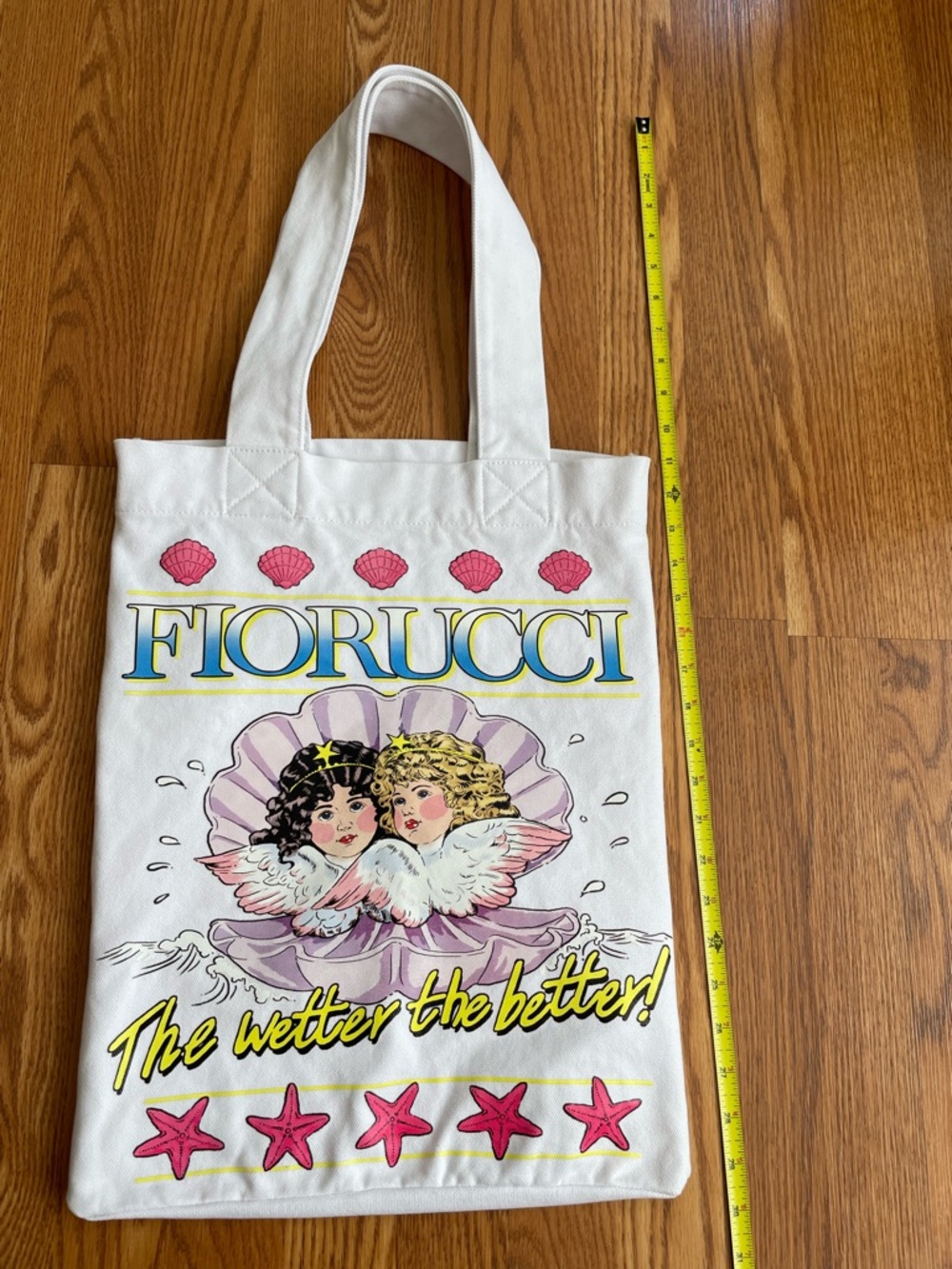 Fiorucci Angels Canvas Tote Bag White Graphic Shopper Large - Picture 7 of 9